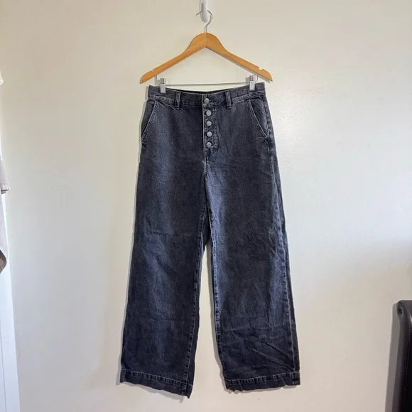 Madewell Black Super Wide Leg Jeans size 29 - Picture 3 of 9